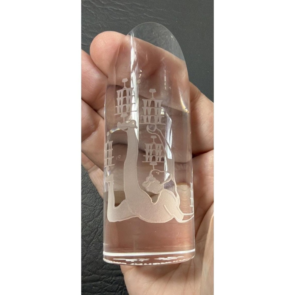 New Shanghai Circus Souvenir Prism Laser Cut Glass Paperweight 3.25" Acrobat
